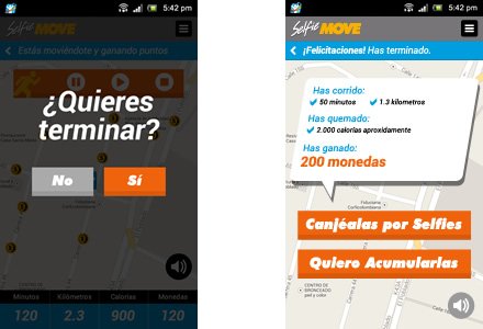 Interfaces Mobile App, Interfaces APP móvil Selfie Move