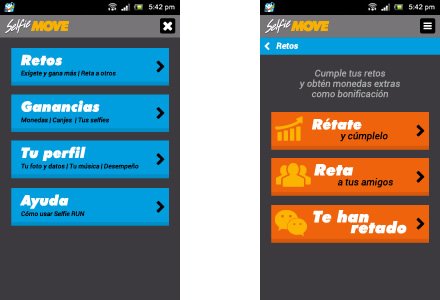 Interfaces Mobile App, Interfaces APP móvil Selfie Move