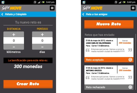 Interfaces Mobile App, Interfaces APP móvil Selfie Move