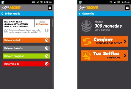 Interfaces Mobile App, Interfaces APP móvil Selfie Move