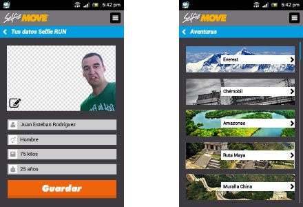 Interfaces Mobile App, Interfaces APP móvil Selfie Move