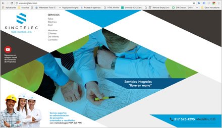 Home, Web Responsive Singtelec Ingenieros