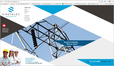 Home, Web Responsive Singtelec Ingenieros
