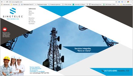 Home, Web Responsive Singtelec Ingenieros