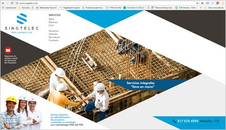 Home, Web Responsive Singtelec Ingenieros