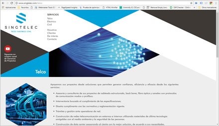 Servicios, Web Responsive Singtelec Ingenieros