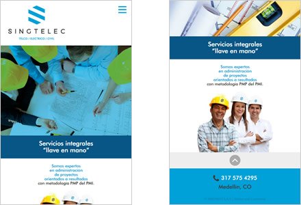 Adaptación Responsive, Web Responsive Singtelec Ingenieros