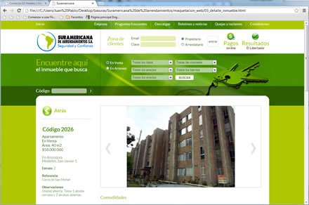 Detalle de inmueble, Diseño de interfaces web Suramericana de Arrendamientos
