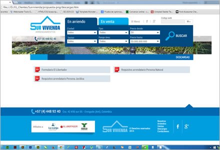 Descarga de documentos, Sitio web Survivienda