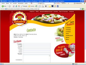 Contacto, Web Tostaditos Susanita