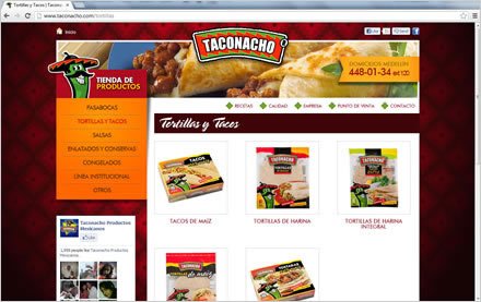 Tortillas y tacos, Sitio web Joomla Taconacho