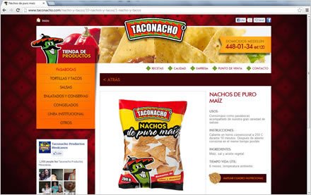 Producto (detalle), Sitio web Joomla Taconacho