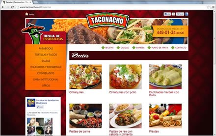 Recetas, Sitio web Joomla Taconacho