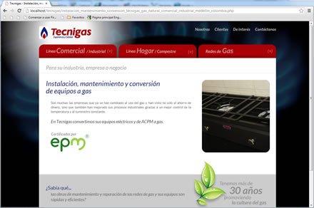 Instalación de equipos, Sitio web Tecnigas