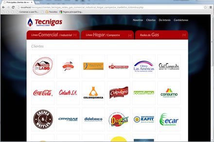 Clientes, Sitio web Tecnigas