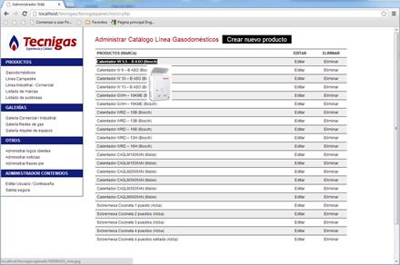 Administrador de contenidos, Sitio web Tecnigas