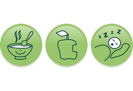 Solid food / Snacks / Sleep, Sistema de íconos TEN, Childcare APP