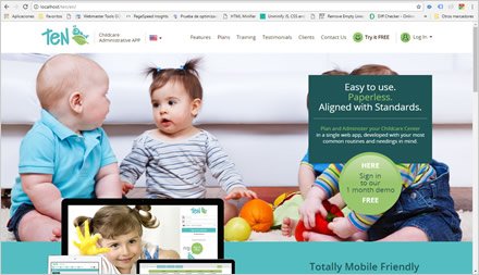 Landing Page, Web responsive HTML5 TEN Childcare App