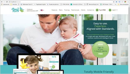 Landing Page, Web responsive HTML5 TEN Childcare App