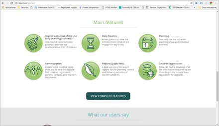 Landing Page, Web responsive HTML5 TEN Childcare App
