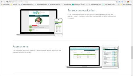 Features, Web responsive HTML5 TEN Childcare App