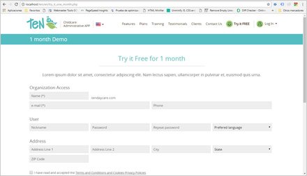 Try it free, Web responsive HTML5 TEN Childcare App