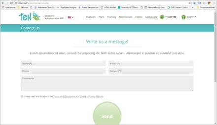 Contact, Web responsive HTML5 TEN Childcare App
