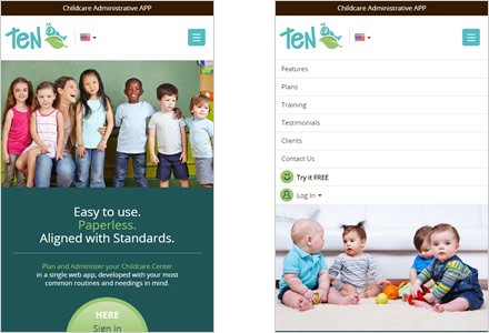 Adaptación Responsive, Web responsive HTML5 TEN Childcare App