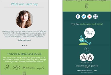 Adaptación Responsive, Web responsive HTML5 TEN Childcare App