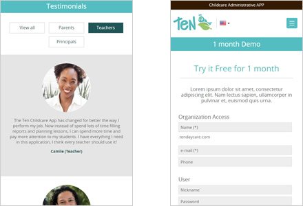 Adaptación Responsive, Web responsive HTML5 TEN Childcare App