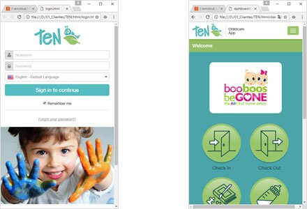 Adaptación Responsive, Diseño de interfaces TEN, Childcare APP