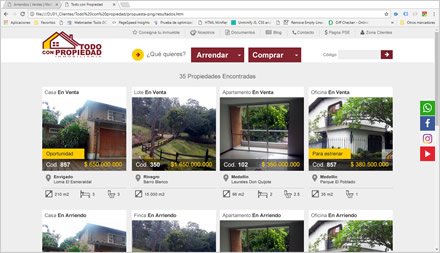 Resultado de búsqueda, Interfaces responsive Todo con Propiedad