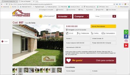 Detalle de inmueble, Interfaces responsive Todo con Propiedad