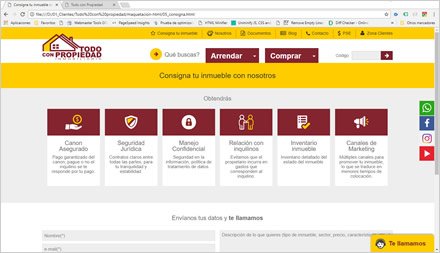 Consigne su inmueble, Interfaces responsive Todo con Propiedad