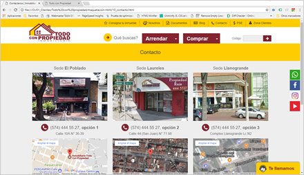 Contactos, Interfaces responsive Todo con Propiedad