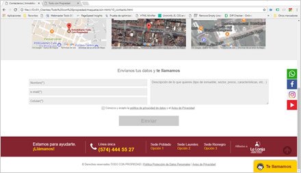 Contactos, Interfaces responsive Todo con Propiedad
