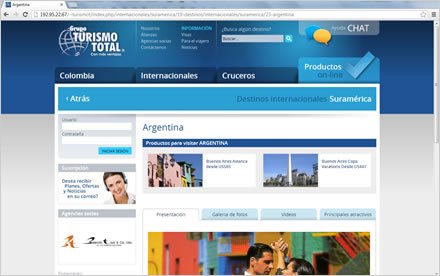 Detalle destino, Porta Joomla Turismo Total
