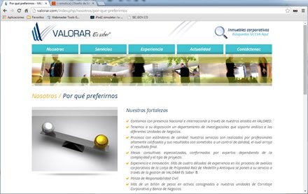 Por qué preferirnos, Web corporativa Joomla Valorar