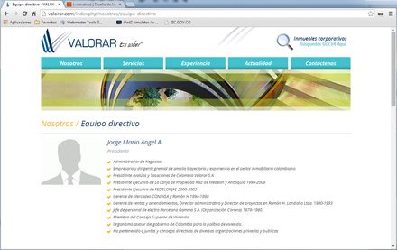 Equipo directivo, Web corporativa Joomla Valorar