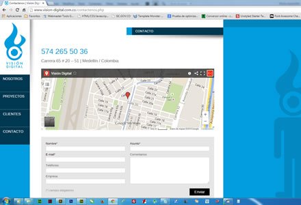 Contacto, Sitio web Visión Digital