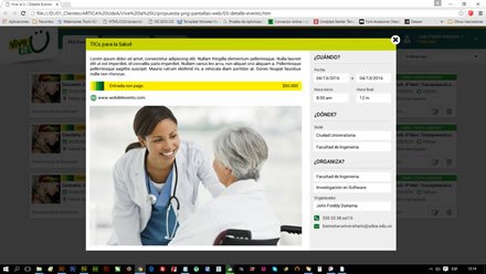 Detalle de evento, Interfaces App y Web Vive la U (U de A)