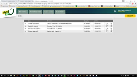 Maestros administrador, Interfaces App y Web Vive la U (U de A)
